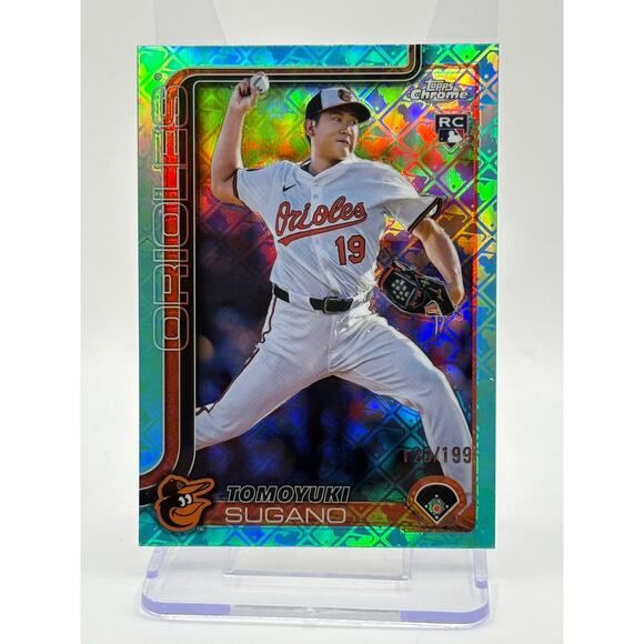 2025 Topps Chrome Logofractor Tomoyuki Sugano Rookie Aqua Refractor 126/199 RC - Picture 1 of 2
